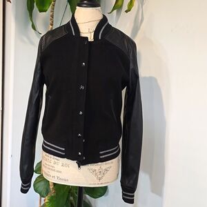 Full tilt black faux leather bomber jacket